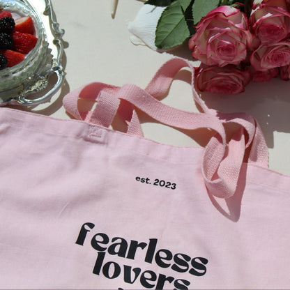 fearless lovers pink cotton tote bag