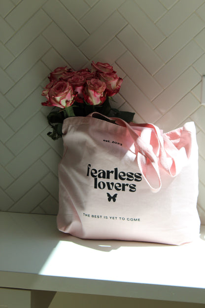 fearless lovers pink cotton tote bag