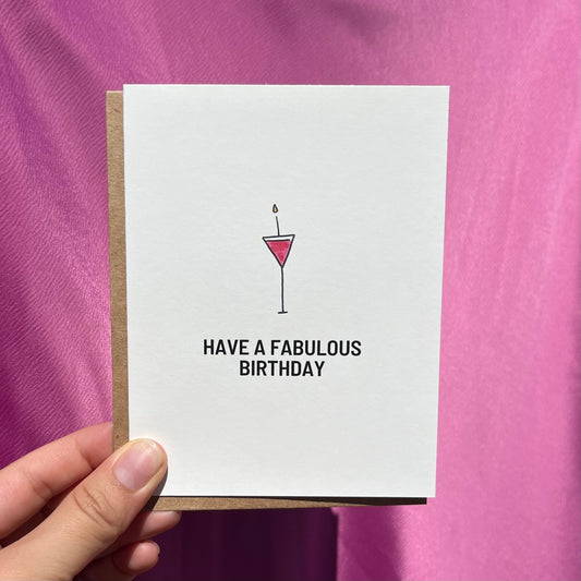 Fabulous Birthday | Martini Cosmo Birthday Greeting Card